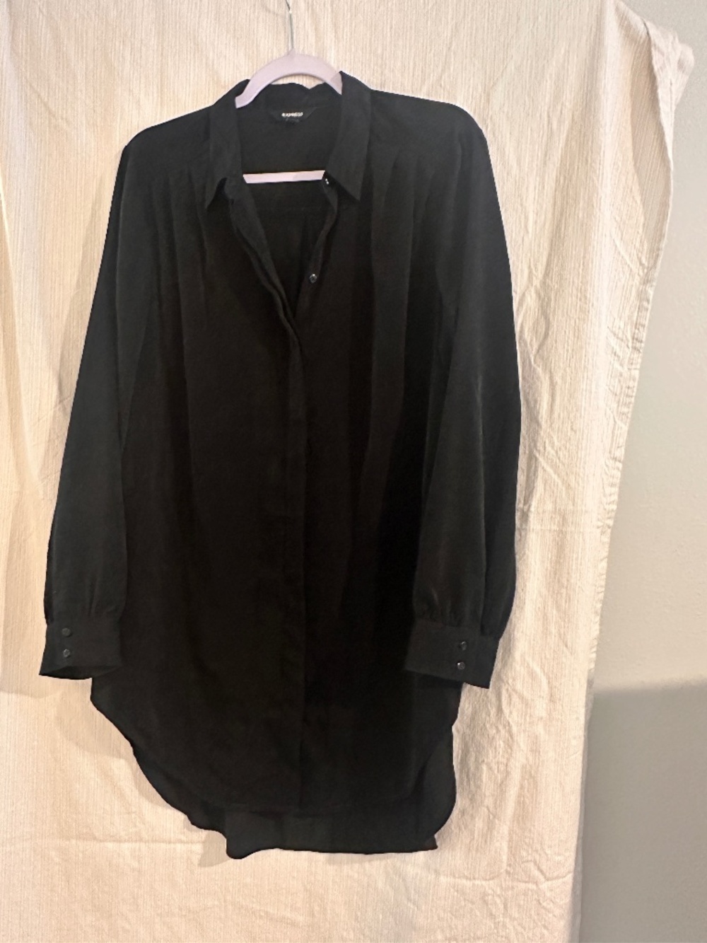 Express Black High Low Button Front Tunic Blouse XL